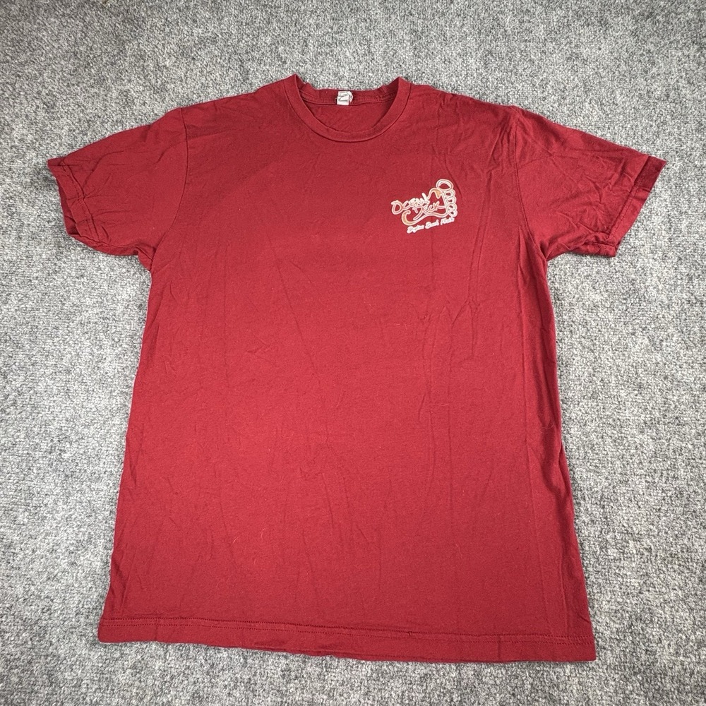 Y2K Ocean Deck T-Shirt Mens L Red Daytona Beach FL Next Level Graphic‎ Tee Retro